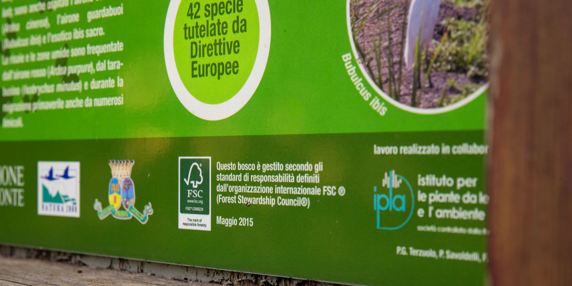 cartello con bosco gestito FSC